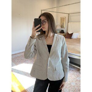 Talbots Navy & White Seersucker Blazer Women’s Size 12 – Preppy Classic Summer W